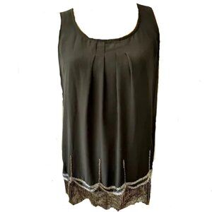 Brand New Olive & Oak Sleeveless Top With Beaded Hem